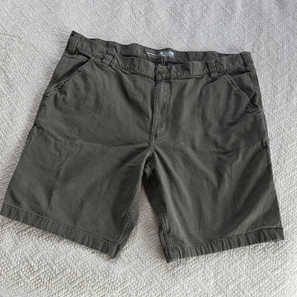 Carhartt Men's Olive Green Flat-Front Work Shorts